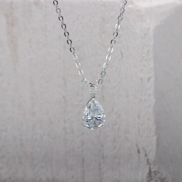 Certified 2ct. t.w. Moissanite Diamond Teardrop Necklace - Picture 7 of 13